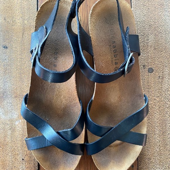 Lola Sabbia: For EricMichael: Strappy Cork-Soled Sandals w/ Brown Leather Straps - Picture 2 of 4